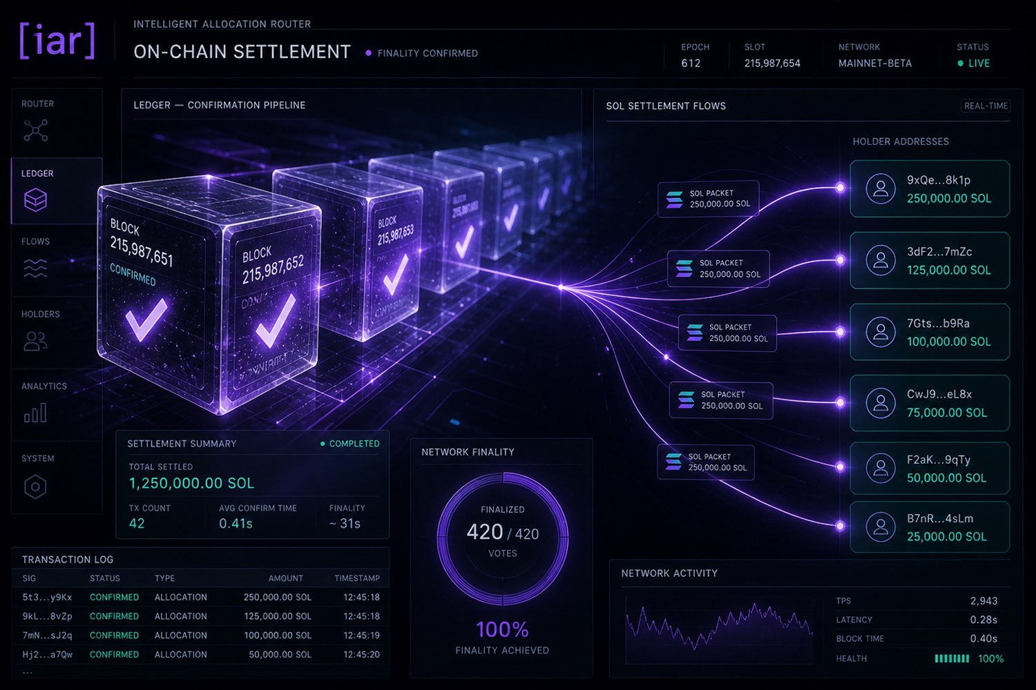 On-chain settlement ledger